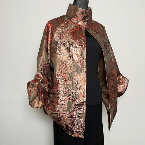 gold auburn brocade organza evening coat event wear special occasion ladies jacket elegant timeless womens wear made in melbourne clothing eloise the label