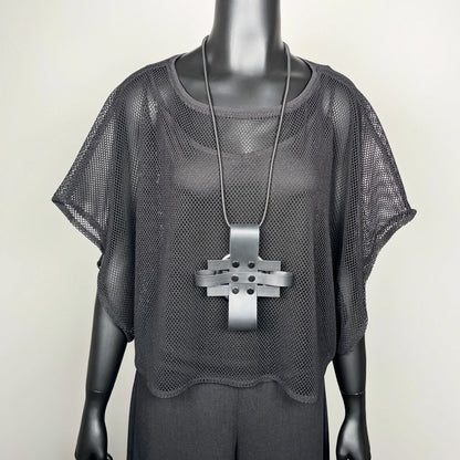 Florence Top - Black Mesh With Silver Sparkle