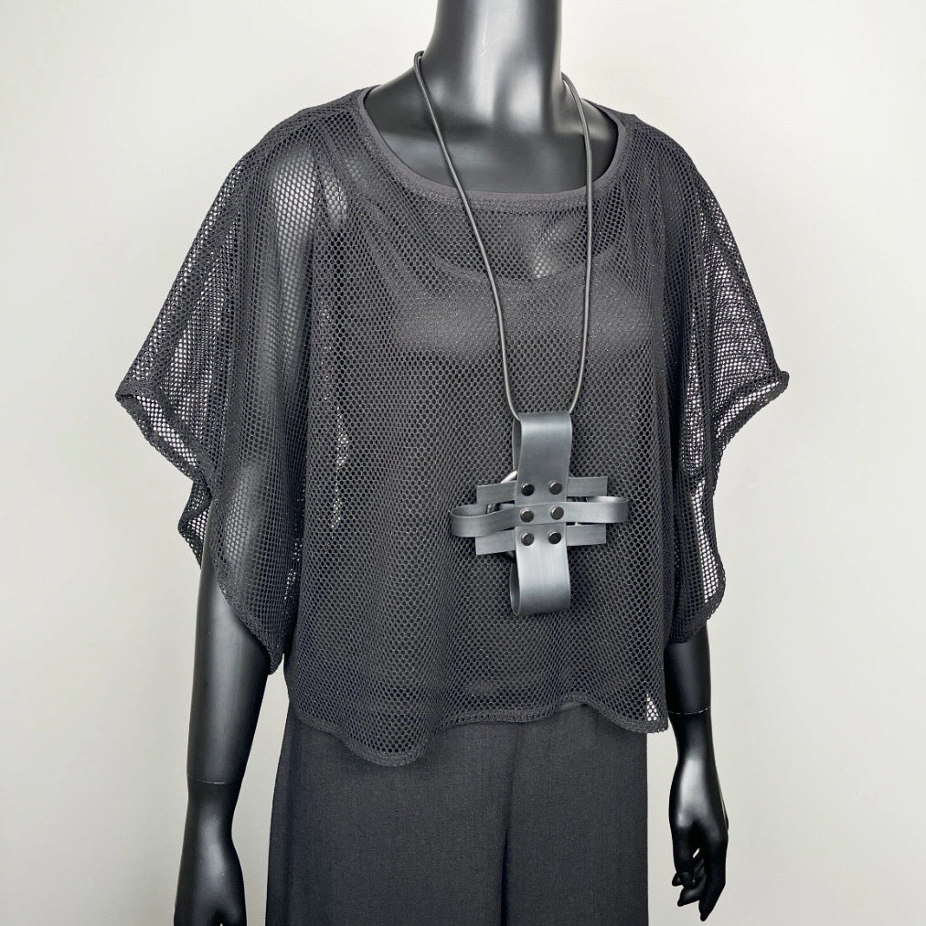 Florence Top - Black Mesh With Silver Sparkle