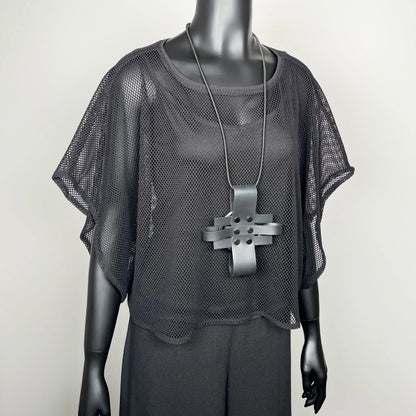 Florence Top - Black Mesh With Silver Sparkle