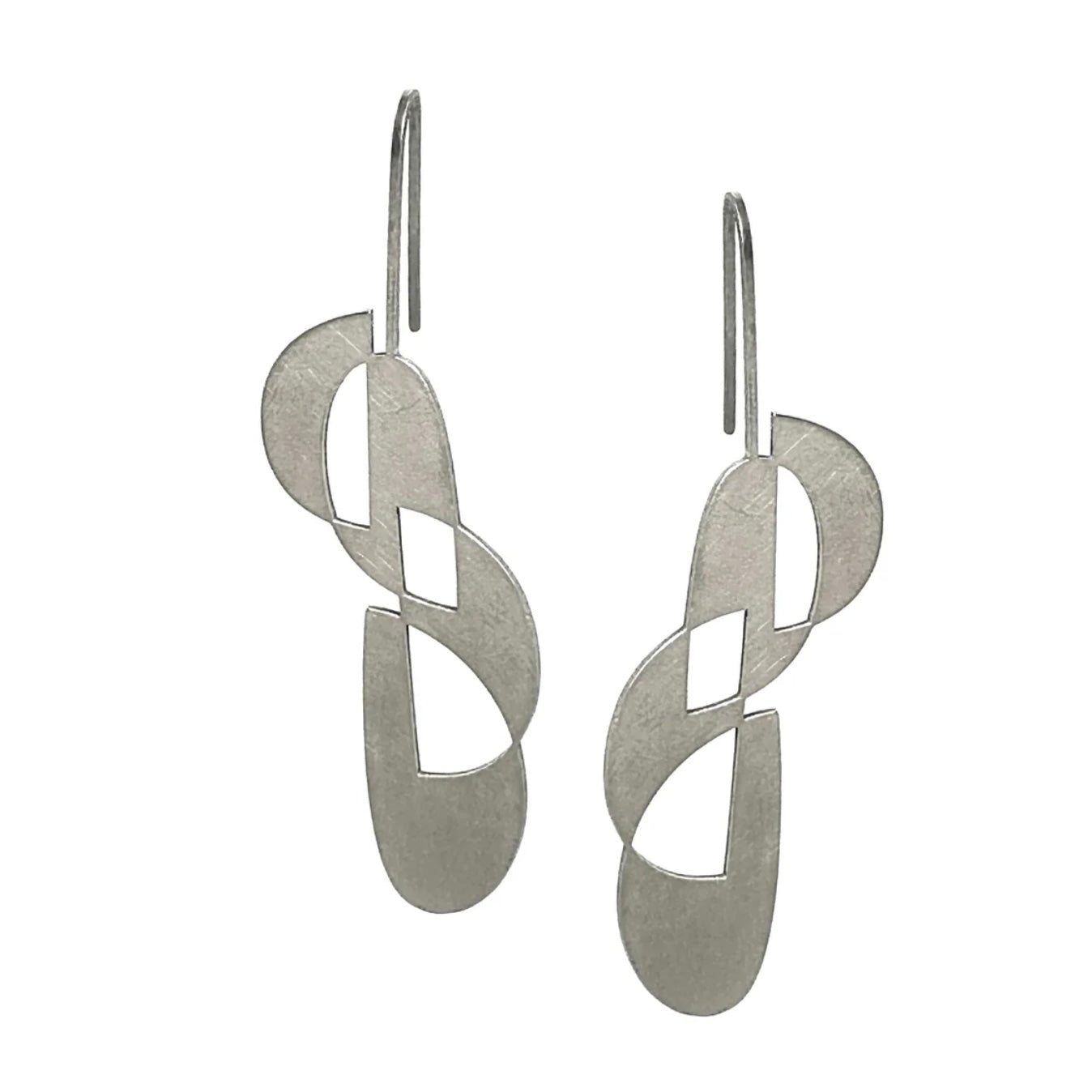 Matte stainless steel drop earrings modern edgy made in Melbourne made in Australia Eloise the label
