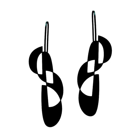 Matte black stainless steel drop earrings modern edgy made in Melbourne made in Australia Eloise the label