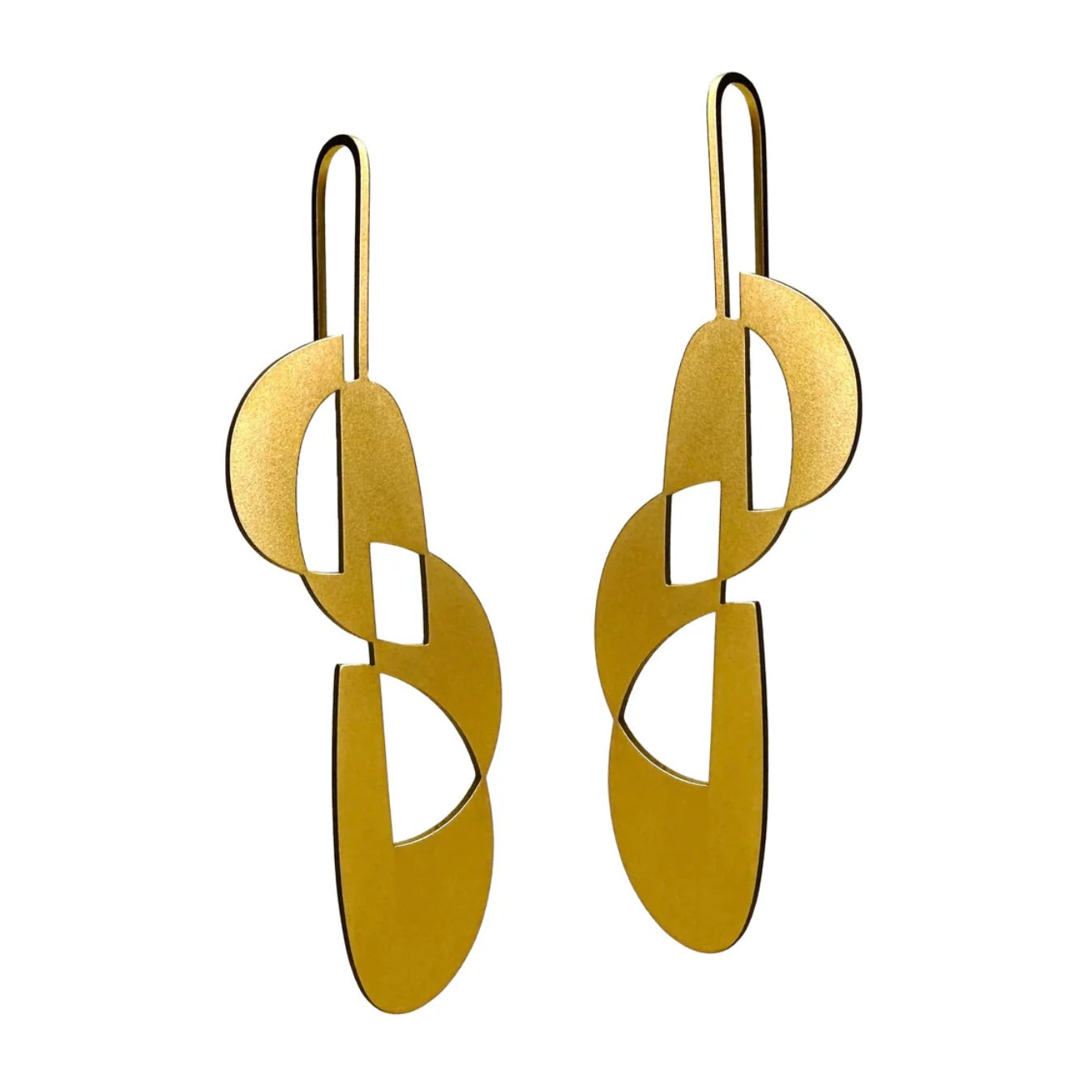 Gold drop earrings modern edgy made in Melbourne made in Australia Eloise the label