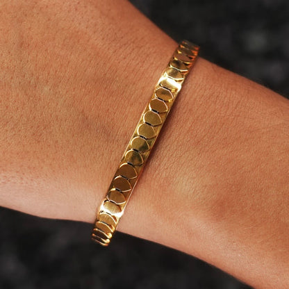 Gold Snake Scale Cuff Bangle