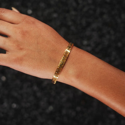 Gold Snake Scale Cuff Bangle