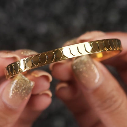 Gold Snake Scale Cuff Bangle