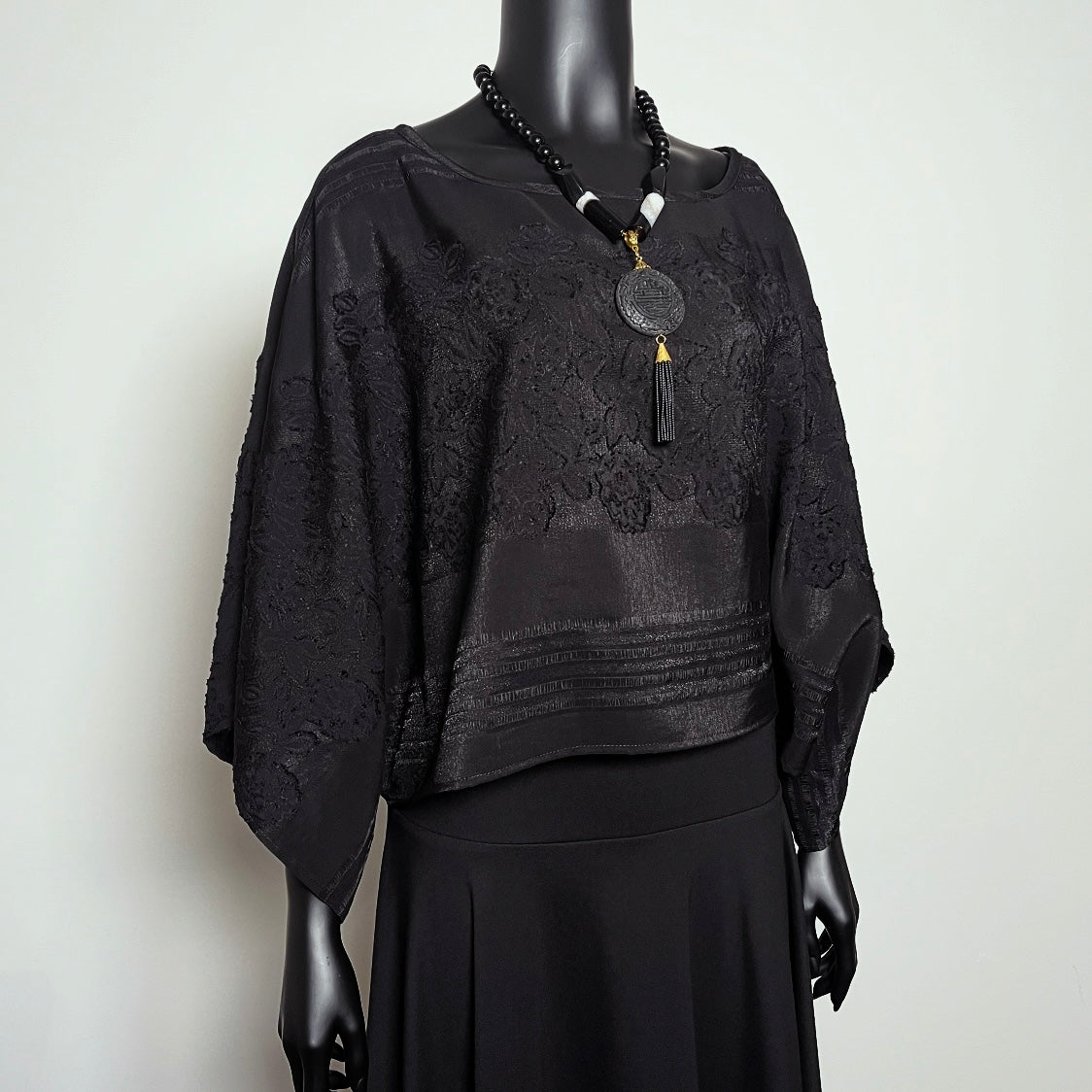 Havana Top - Soft Draping Black Jacquard