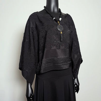 Havana Top - Soft Draping Black Jacquard