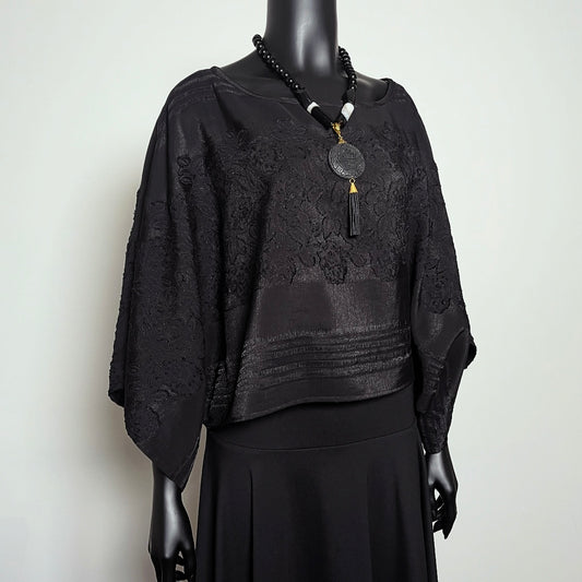 Havana Top - Soft Draping Black Jacquard