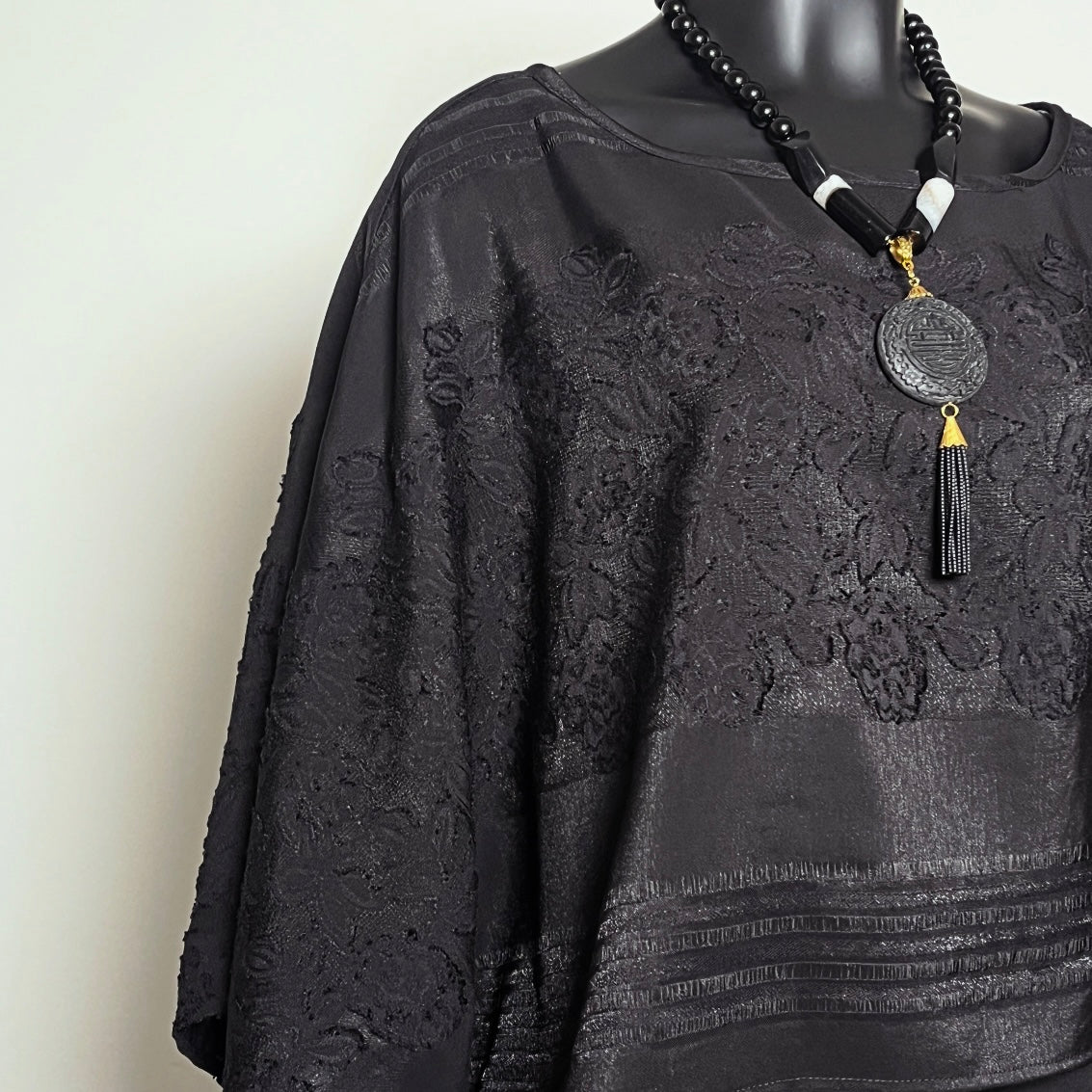 Havana Top - Soft Draping Black Jacquard