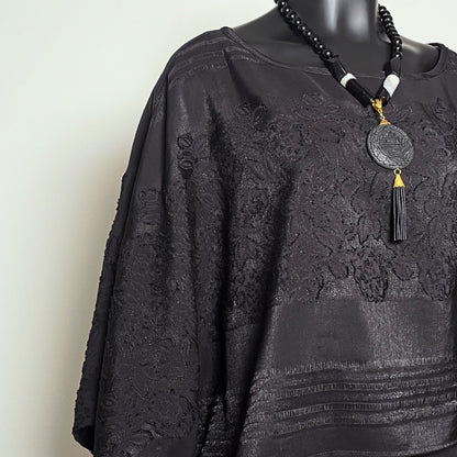 Havana Top - Soft Draping Black Jacquard
