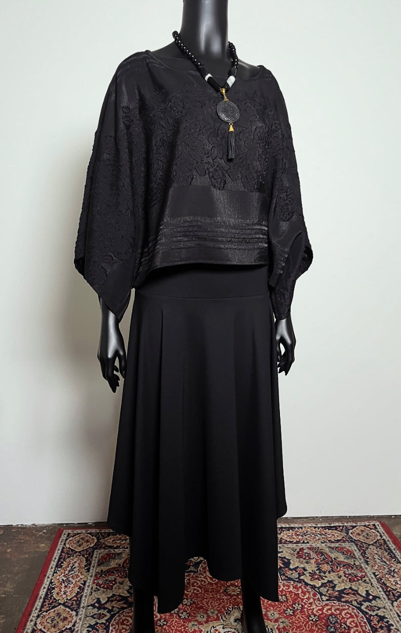 Havana Top - Soft Draping Black Jacquard