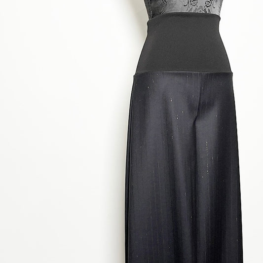 Wide Leg Pant - Italian Wool With Gold Pinstripe