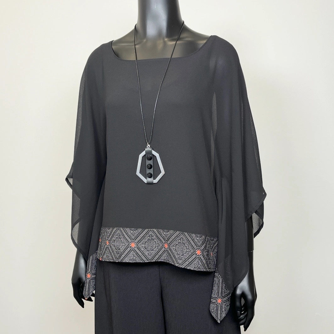 Katrina Top - Vintage Silk Kimono Trim