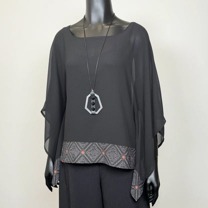 Katrina Top - Vintage Silk Kimono Trim