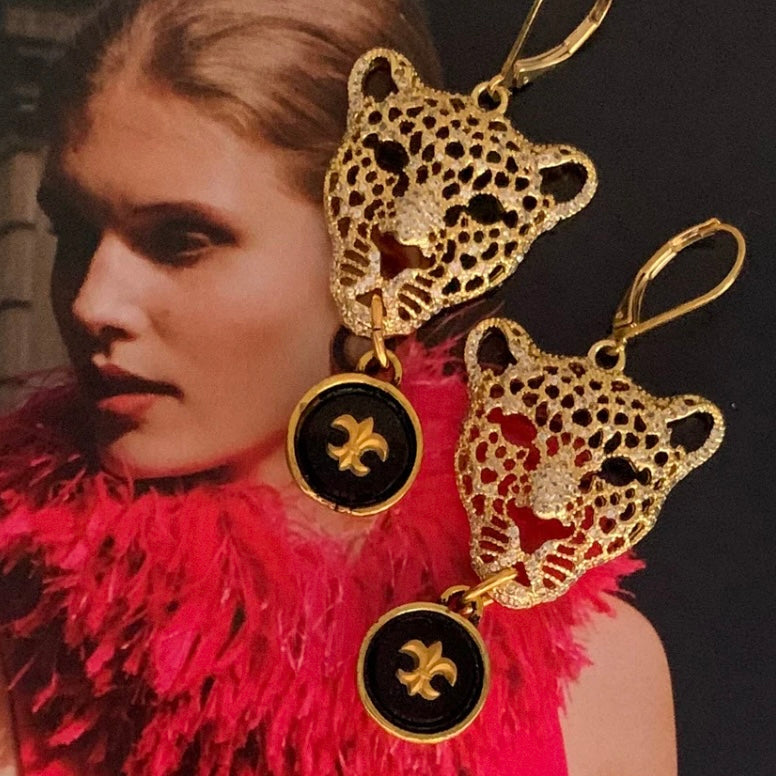Gold Leopard Earrings
