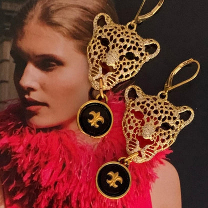 Gold Leopard Earrings
