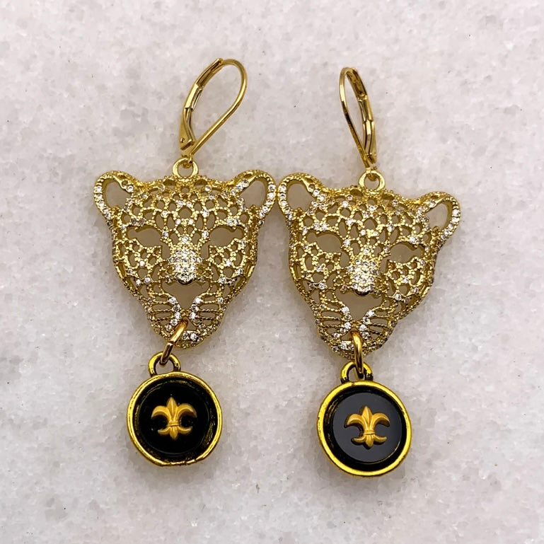 Gold Leopard Earrings