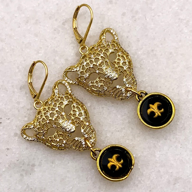 Gold Leopard Earrings