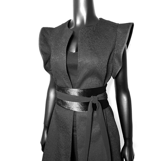 black brocade jacquard vest obi belt womens vest ladies apparel stylish clothing  handmade in melbourne classy elegant clothing  timeless clothing classic style unique clothing unique style ageless style luxe fabrics statement clothing statement style evening clothing vest womens clothing made in australia eloise the label