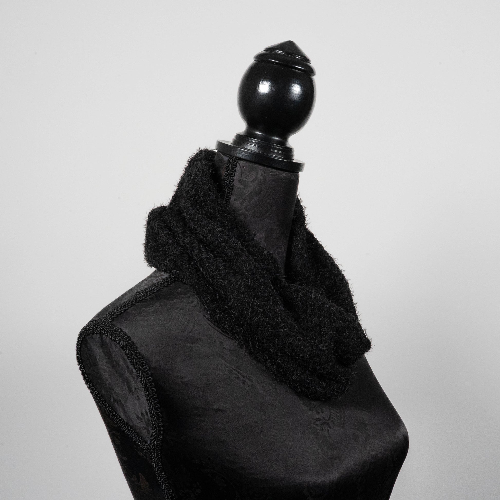 Black chenielle knit infinity scarf  loop scarf melbourne made eloise the label