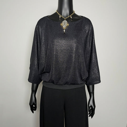 Louisa Top - Black Sparkle Snake