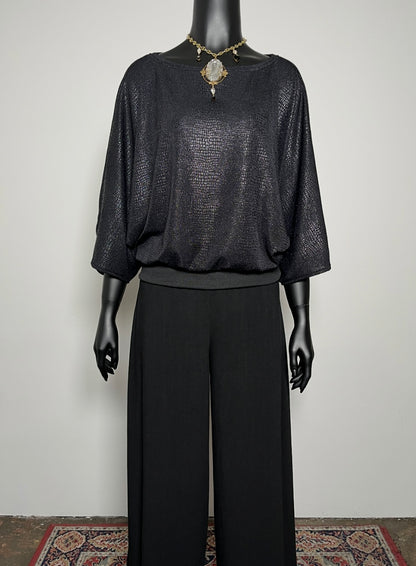 Louisa Top - Black Sparkle Snake