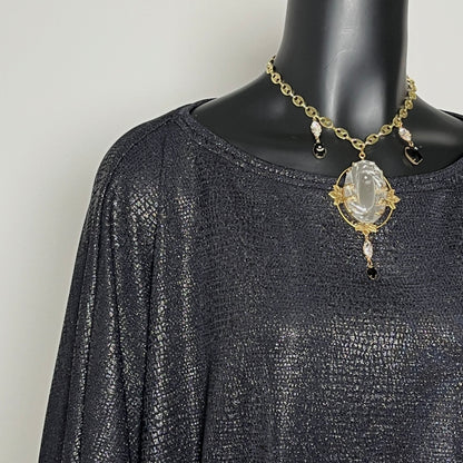 Louisa Top - Black Sparkle Snake
