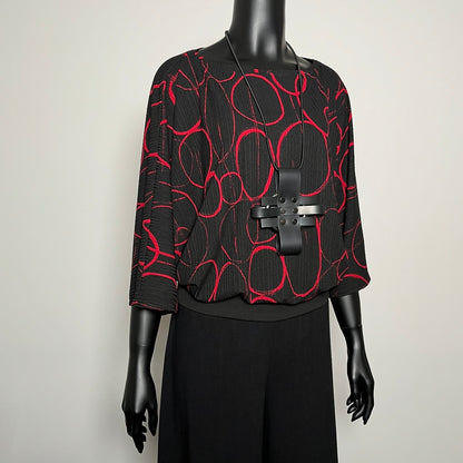 Louisa Top - Black Red Circles