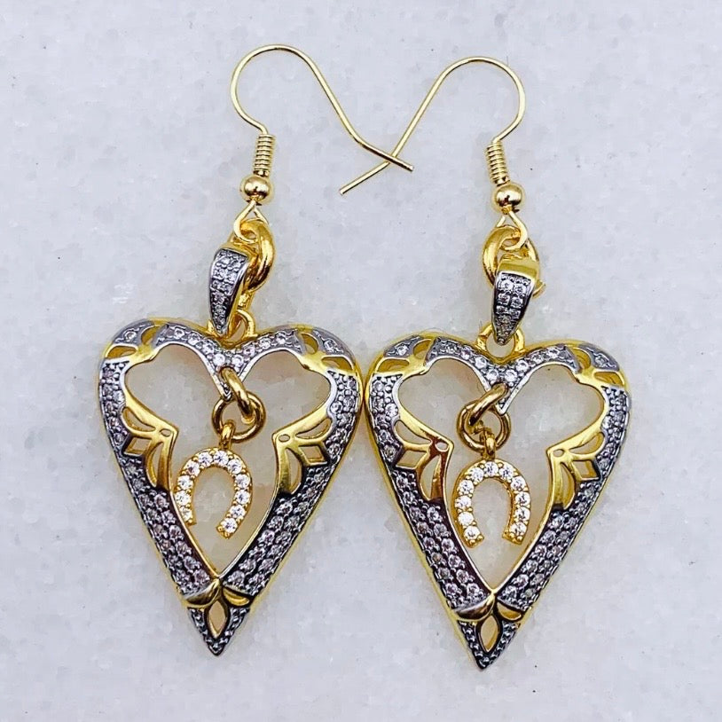 Lucky In Love Heart Drop Earrings