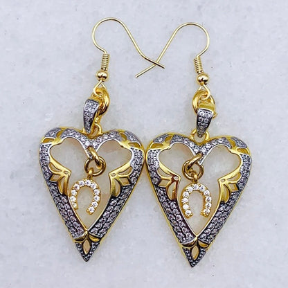 Lucky In Love Heart Drop Earrings
