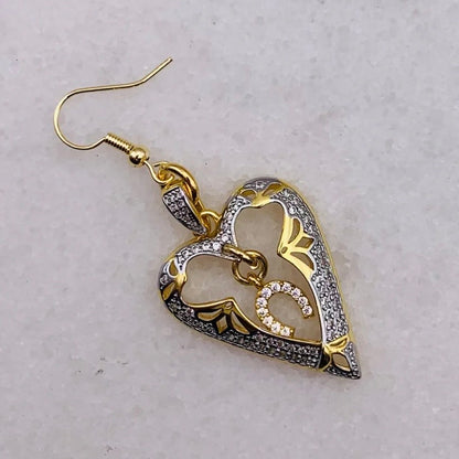 Lucky In Love Heart Drop Earrings