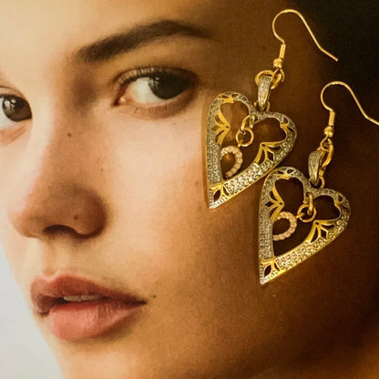 Lucky In Love Heart Drop Earrings