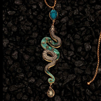 Medusa Snake Necklace - Teal And Gold