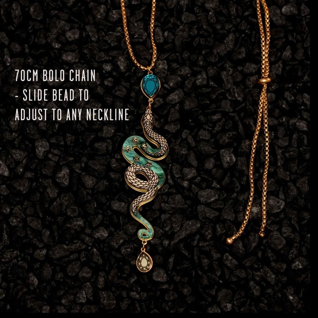 Medusa Snake Necklace - Teal And Gold