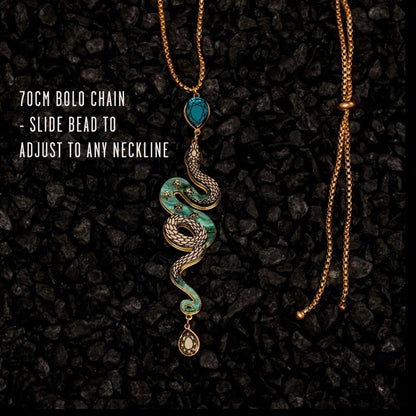 Medusa Snake Necklace - Teal And Gold
