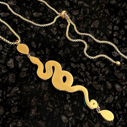 Medusa Snake Necklace - Teal And Gold