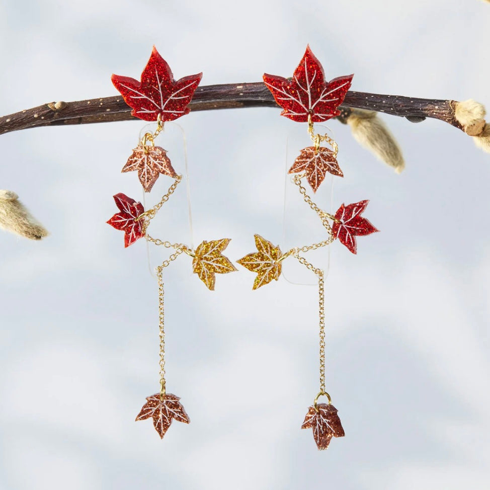 Autumn Ivy Leaf Drop Earings