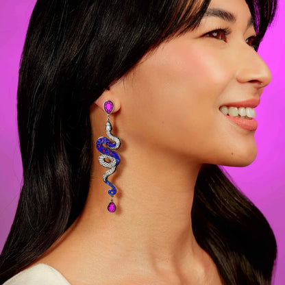 Snake earrings in purple and blue and silver  made in Australia Eloise the label
