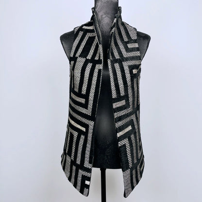 Natalia Vest - Black Striped Velvet Jacquard **Pre-Order Pricing