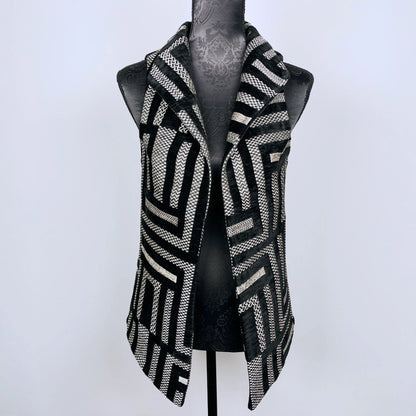 Natalia Vest - Black Striped Velvet Jacquard **Pre-Order Pricing