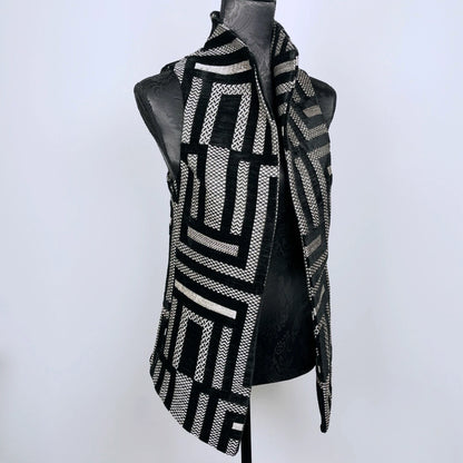 Natalia Vest - Black Striped Velvet Jacquard **Pre-Order Pricing