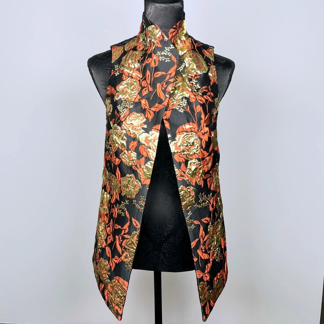 gold brocade vest stand up collar gothic style evening wear made in Melbourne Eloise the label