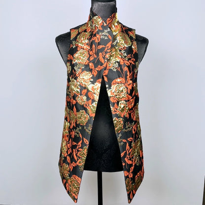 gold brocade vest stand up collar gothic style evening wear made in Melbourne Eloise the label