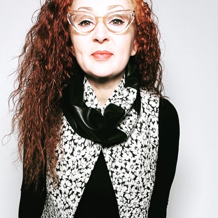 Luxe Collar - Loop Scarf - Faux Leather  - Black & White Floral Jacquard