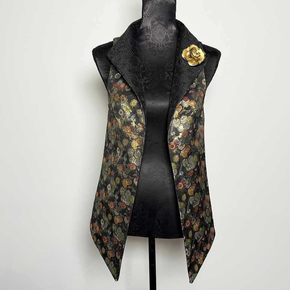 Natalia Vest - Japanese Floral Brocade