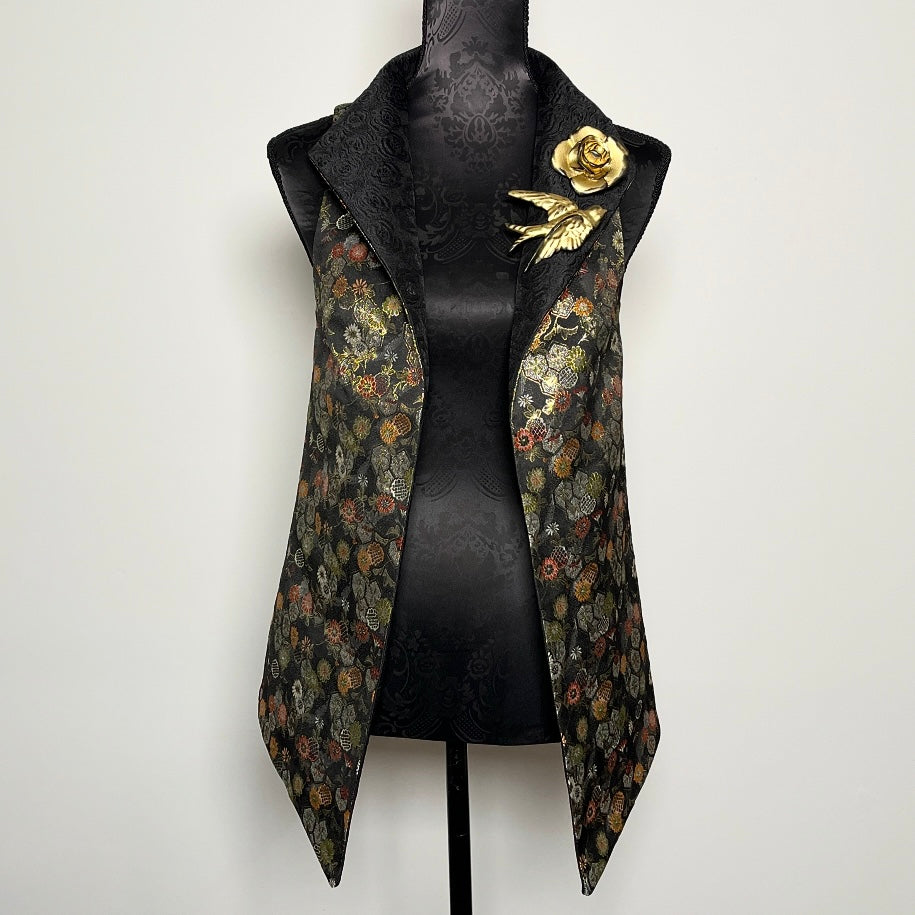 Natalia Vest - Japanese Floral Brocade