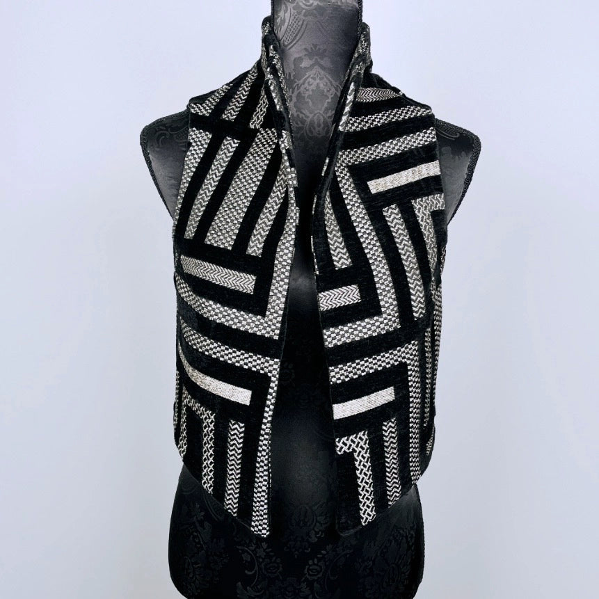 Nikita Vest - Black Velvet Striped Jacquard      ** Pre-Order Pricing