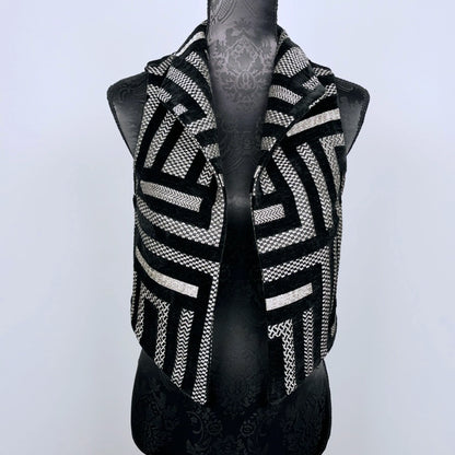 Nikita Vest - Black Velvet Striped Jacquard      ** Pre-Order Pricing