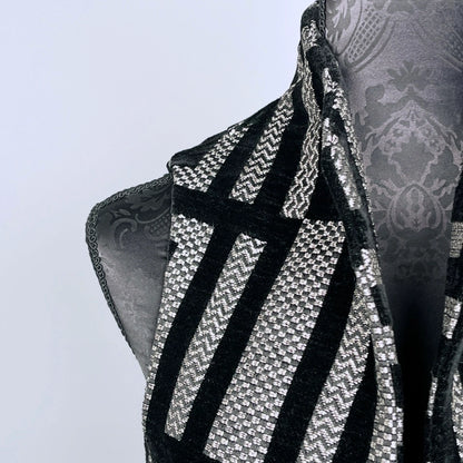 Natalia Vest - Black Striped Velvet Jacquard **Pre-Order Pricing